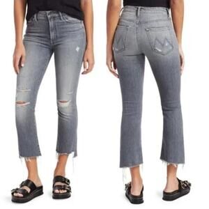 MOTHER The Insider High Rise Crop Step Fray Jeans in Ace of Spades Size 25